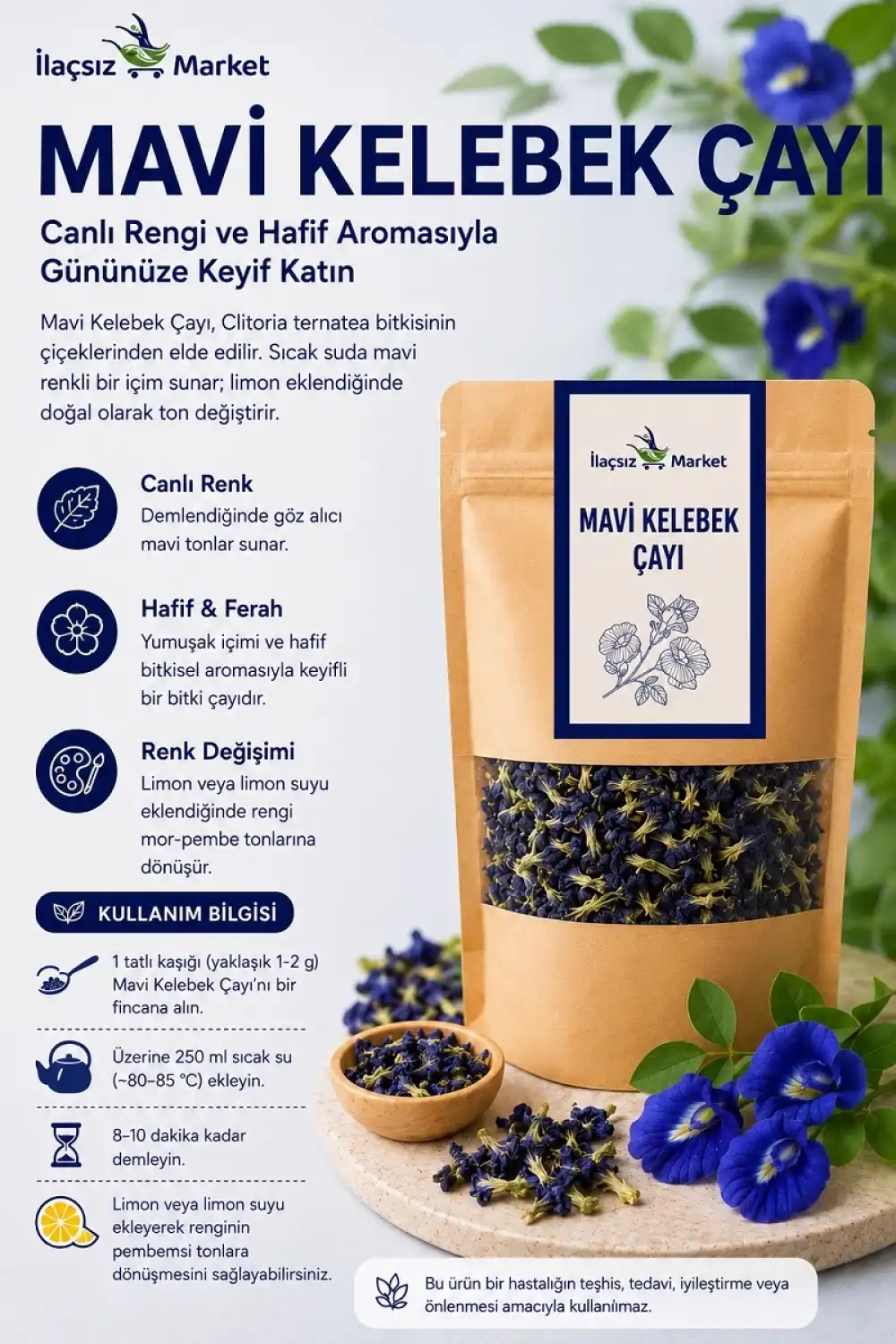 Mavi Kelebek Çiçeği (Clitoria Ternatea) / 50 gr