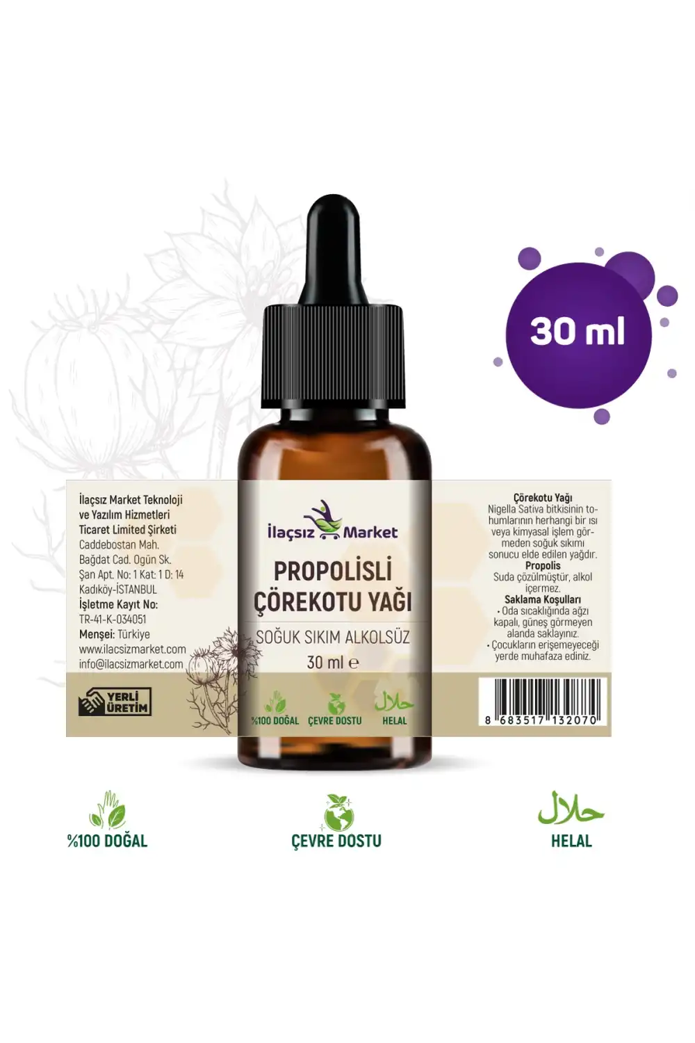 Propolisli Çörek Otu Yağı Damlası / 30 ml