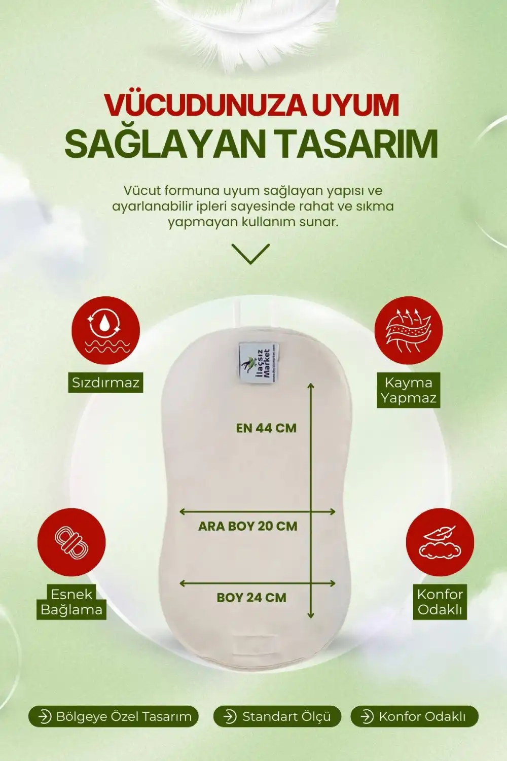 Sağ Kaburga Altı (Sağ Üst Karın) Hint Yağı Uygulama Bezi – %100 Pamuk & Sızdırmaz