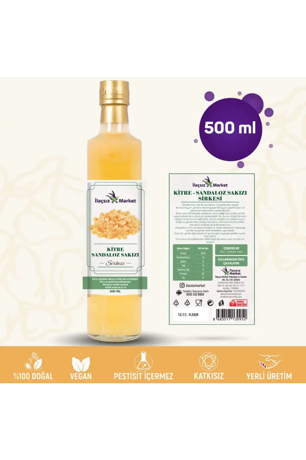 Sandaloz Sakızlı Sirke / 500 ml (Çok Keskin)