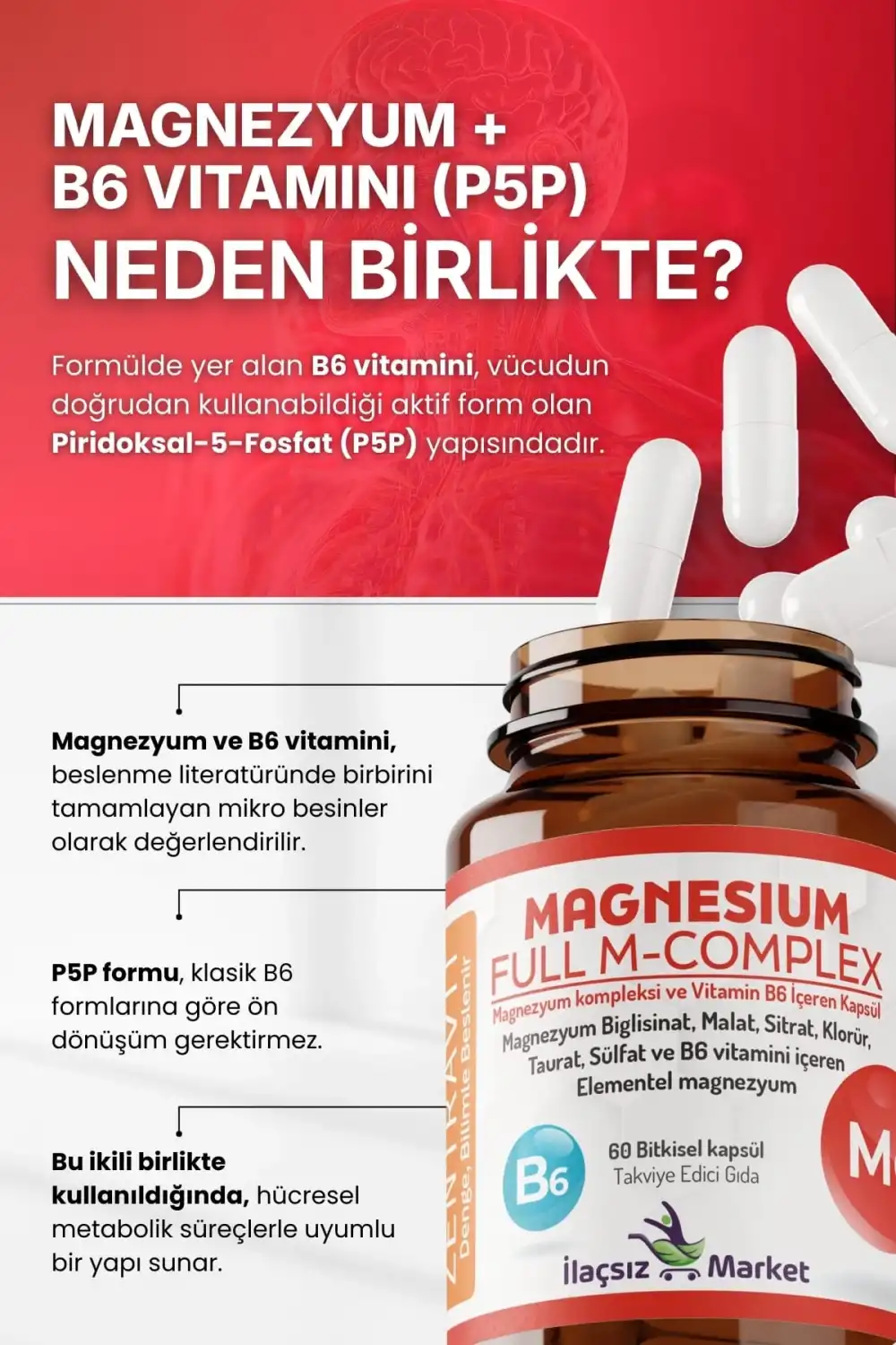 Zentravit Magnezyum FULL M-COMPLEX 1 ALANA 1 BEDAVA