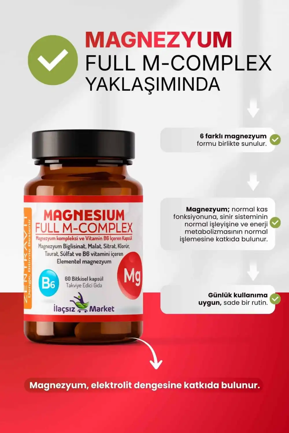 Zentravit Magnezyum FULL M-COMPLEX 1 ALANA 1 BEDAVA