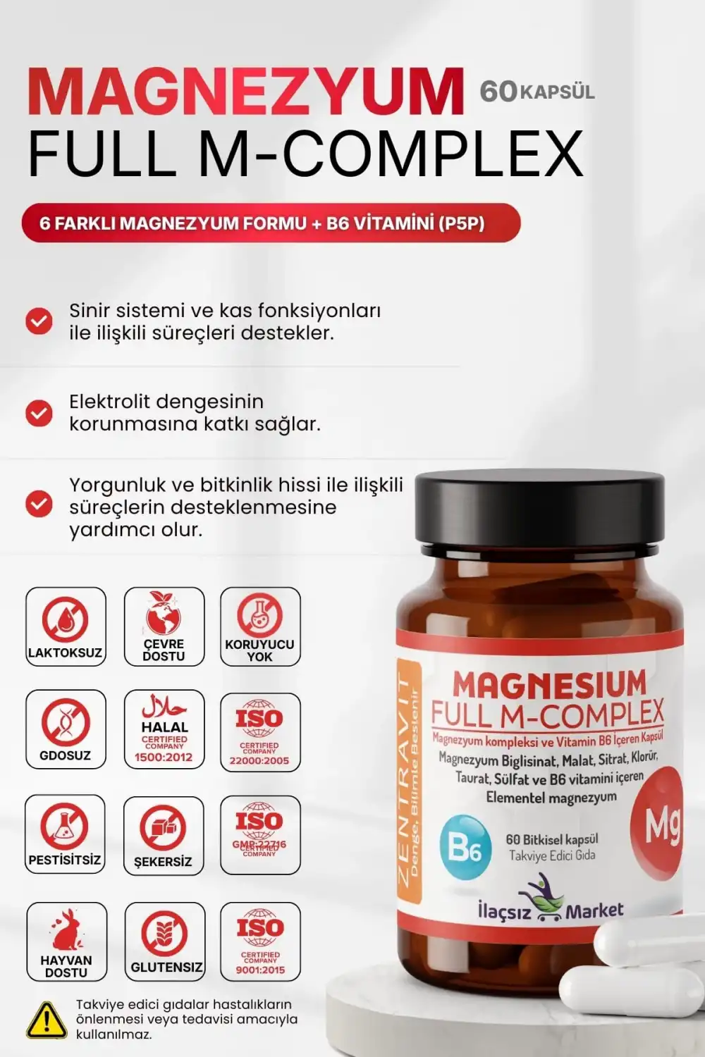 Zentravit Magnezyum FULL M-COMPLEX 1 ALANA 1 BEDAVA