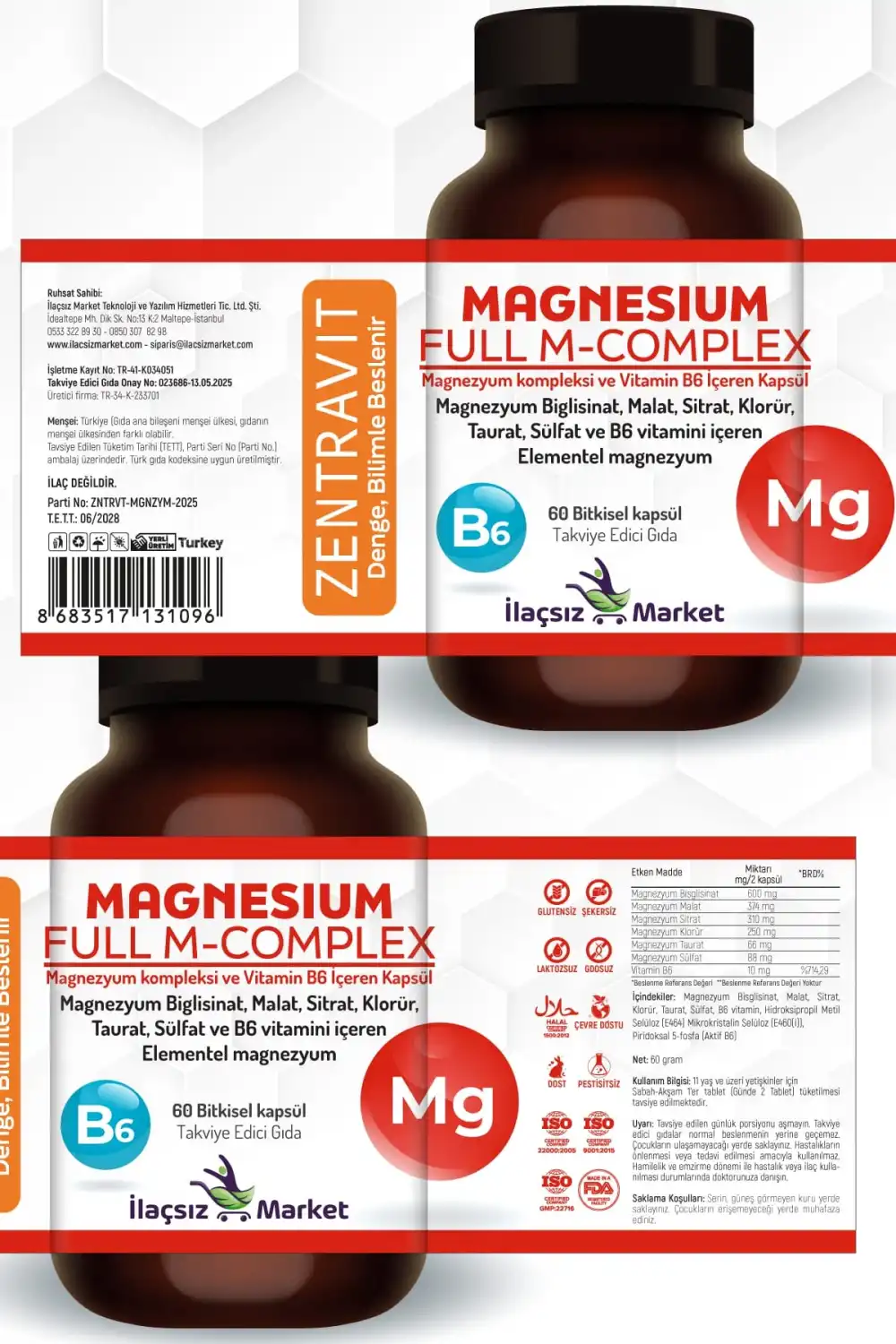 Zentravit Magnezyum FULL M-COMPLEX 1 ALANA 1 BEDAVA