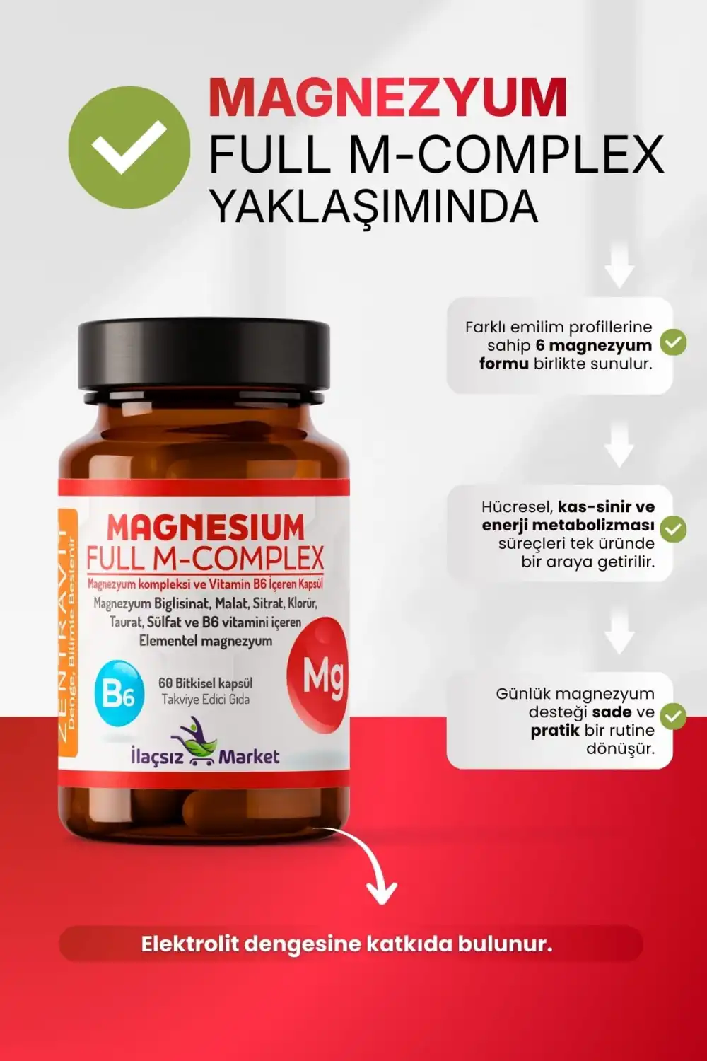 Zentravit Magnezyum FULL M-COMPLEX 1 ALANA 1 BEDAVA