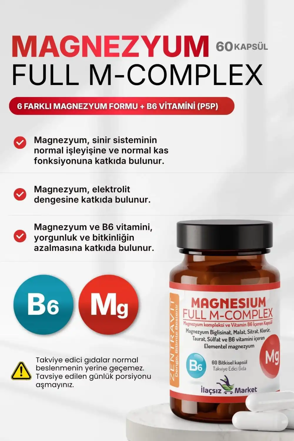 Zentravit Magnezyum FULL M-COMPLEX 1 ALANA 1 BEDAVA