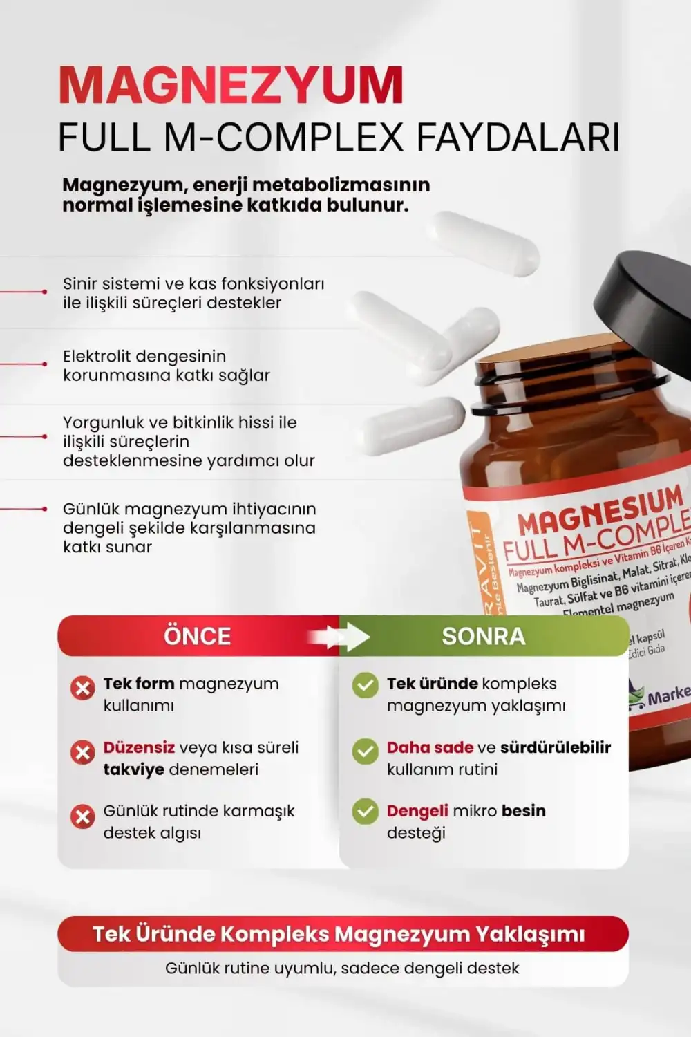 Zentravit Magnezyum FULL M-COMPLEX 1 ALANA 1 BEDAVA