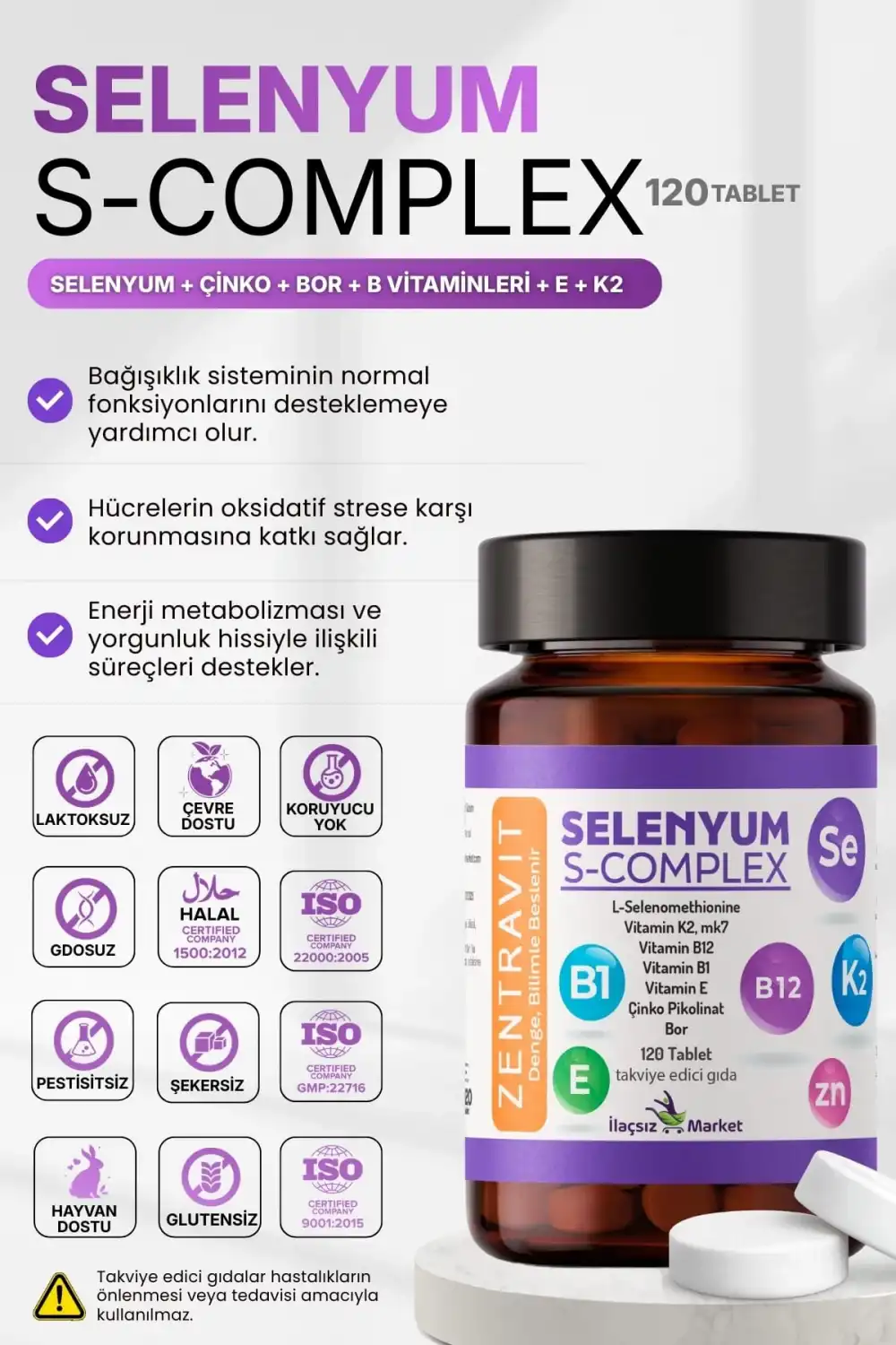 Zentravit Selenyum S-Complex Takviyesi / 120 Tablet 1 ALANA 1 BEDAVA