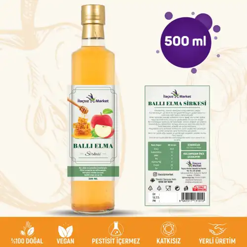 Ballı Elma Sirkesi / 500 ml (Çok Keskin)