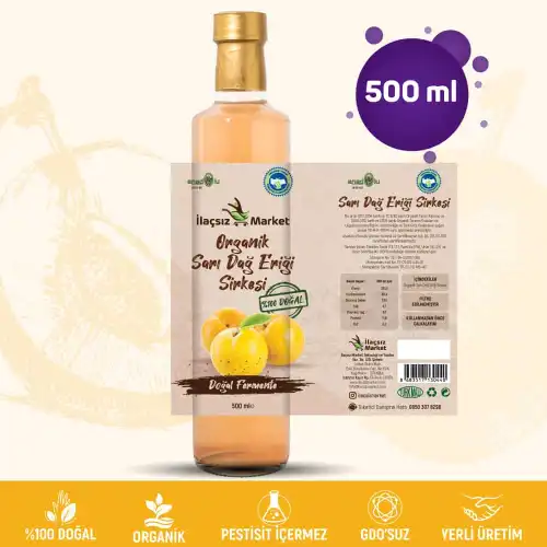 Organik Sarı Dağ Eriği Sirkesi / 500 ml