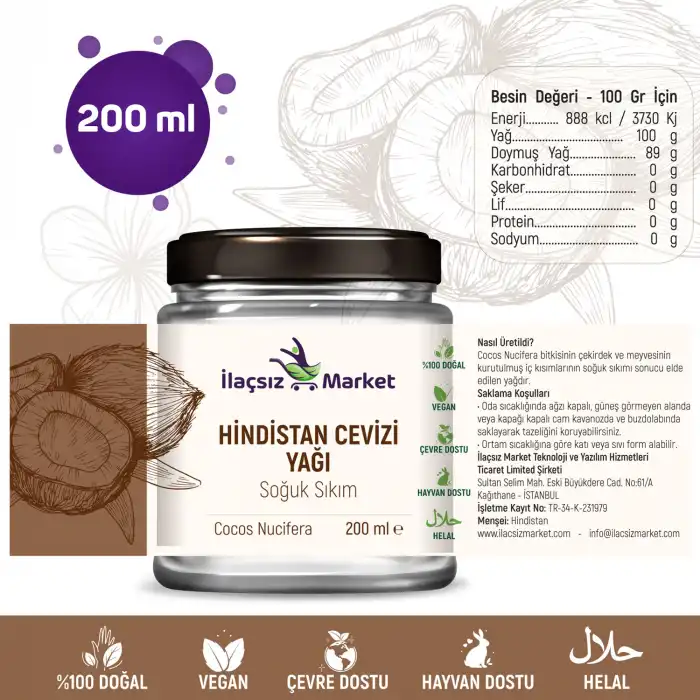 Hindistan Cevizi Yağı / 200 ml. (Organik)