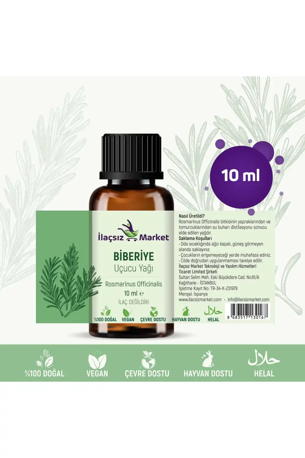 Biberiye Yağı / 10 ml (Tıbbi)