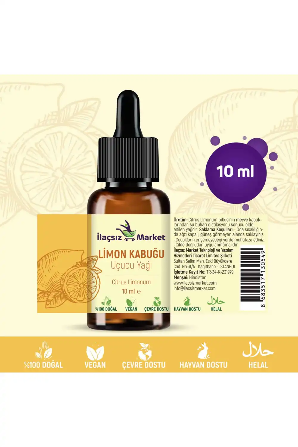 Limon Kabuğu Yağı / 10 ml (Tıbbi)