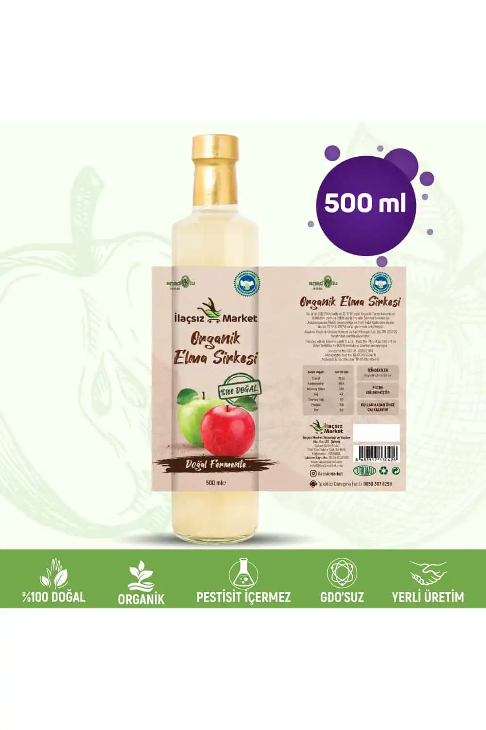 Organik Elma Sirkesi / 500 ml