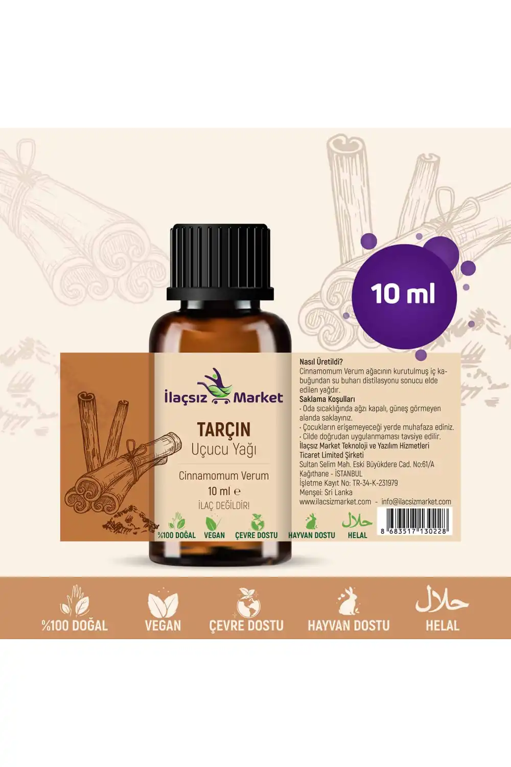 Tarçın Yağı / 10 ml (Tıbbi) Seylan Tarçın