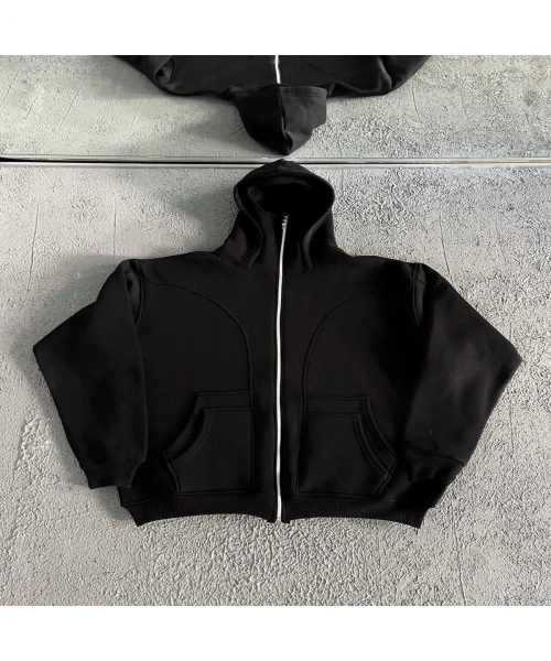 3 İplik Şardonlu Unisex Kar Maskeli Kapüşonlu Oversize Hırka