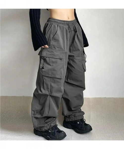 Y2K Kargo Cepli Füme Aşırı Bol Kalıp Tactical Baggy Pantolon