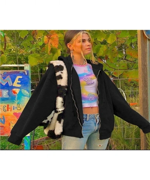 Siyah Unisex Oversize Kapüşonlu Fermuarlı Mevsimlik Hırka (2iplik)