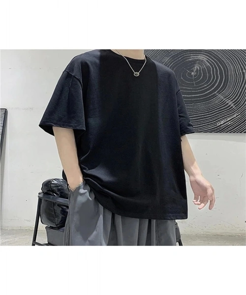 Siyah Oversize Unisex Gothic Düz Günlük Salaş Tişört