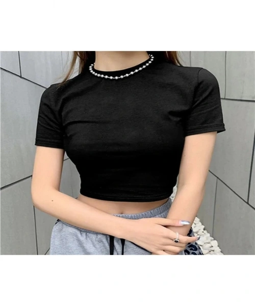 Düz Siyah Renk Unisex Crop