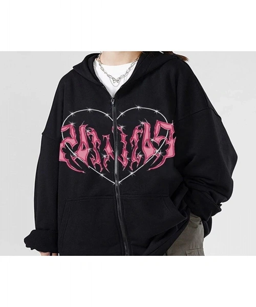 Gothic Harajuku Pink Heart With Black Spikes Unisex Oversize Hırka