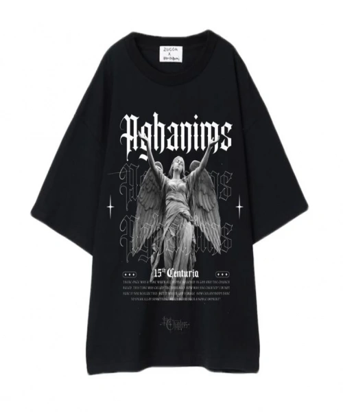 Aghanims Baskılı Siyah Renk Oversize T-Shirt