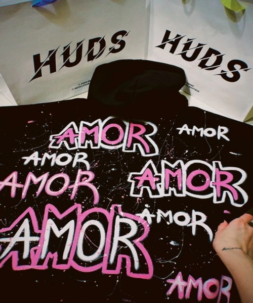 Amor baskılı sevgililer günü oversize sweatshirt