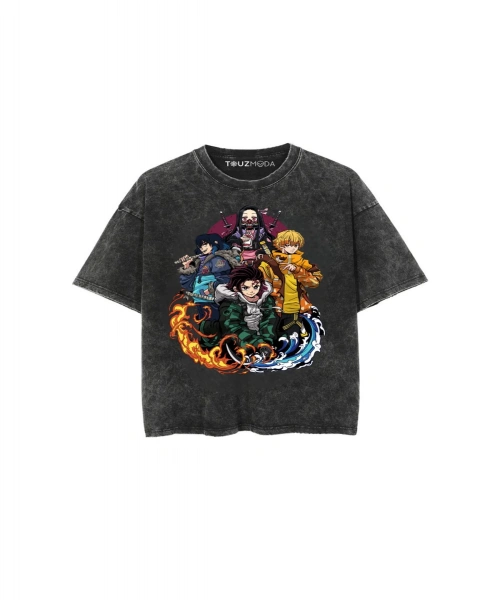 Anime Demon Slayer Baskılı Unisex Oversize T-Shirt
