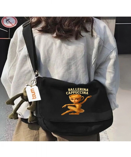 Ballerina Cappuccino Baskılı Unisex Postacı Çantası