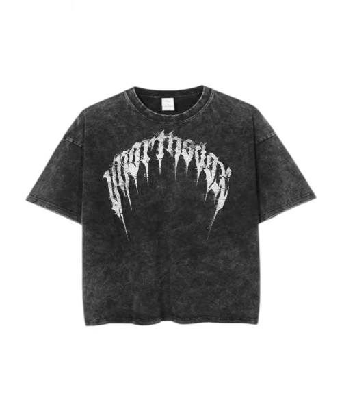 Baskılı Yıkamalı Eskitme Unisex Tişört