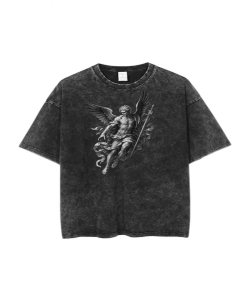 Baskılı Yıkamalı Eskitme Unisex Tişört