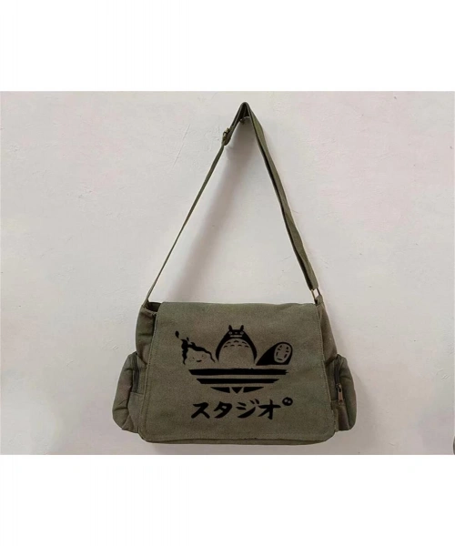 Bedliked Totoro Friends Baskılı Unisex Yeşil Postacı Çantası