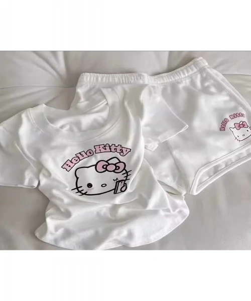 Beyaz Hello Kitty Bluz Şort Alt Üst Takım