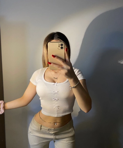 Beyaz Kurdeleli Kısa Kollu Crop Body