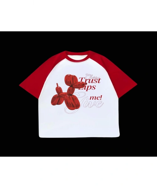 Beyaz Unisex Kırmızı Reglan Cherry Trust T-Shirt