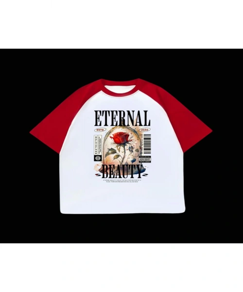 Beyaz Unisex Kırmızı Reglan Enternal Beuty T-Shirt