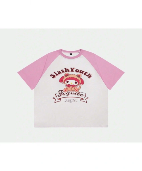 Beyaz Unisex Pembe Reglan SlashYouth T-Shirt