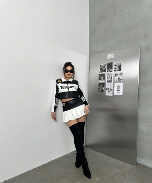 Black Ferrari Fource Couple Deri Takım