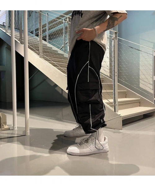 BLACK Siyah Cargo Cep Pile Detay Pantolon