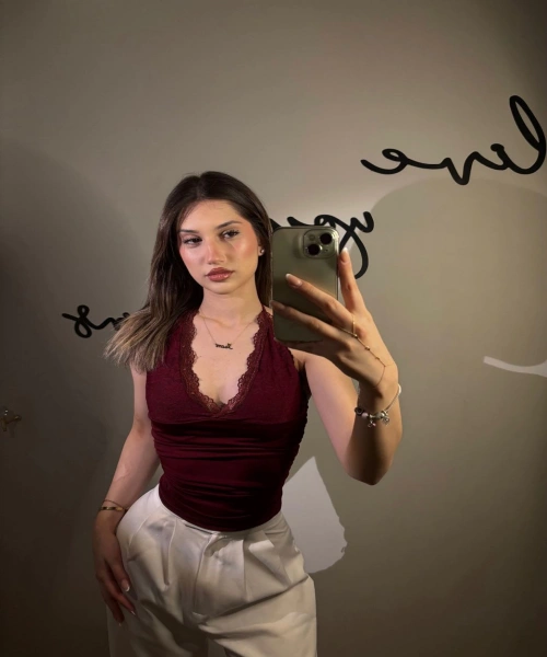 Bordo Dantel Detaylı Bağlamalı Kolsuz Crop