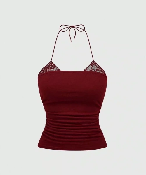 Bordo Ek Dantelli Basic Crop