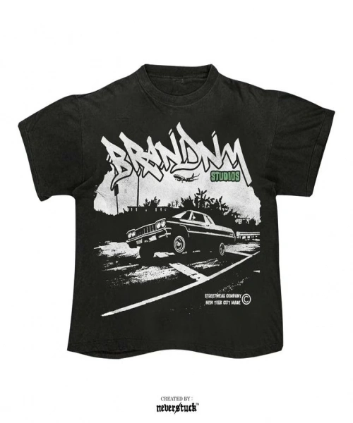 Brandnm Baskılı Yıkamalı Renk Oversize T-Shirt