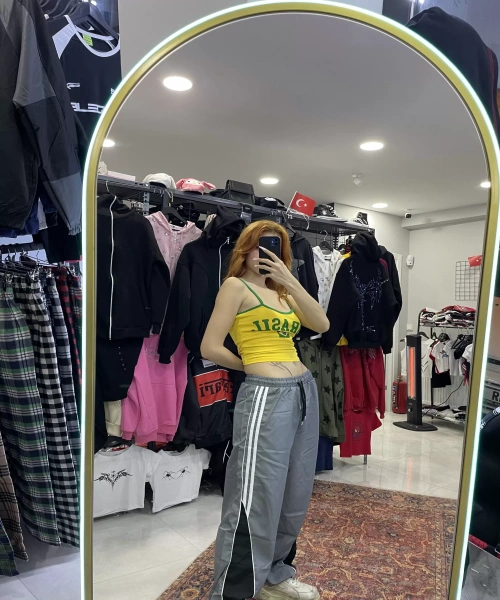 Brasil baskılı askılı crop top