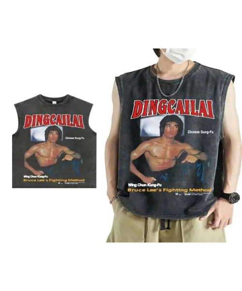 Bruce Lee Atlet Bisiklet Yaka Yıkamalı Vintage Unisex Oversize