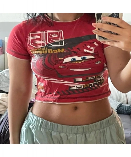 Cars McQuenn Racing Kırmızı Kadın Crop Body