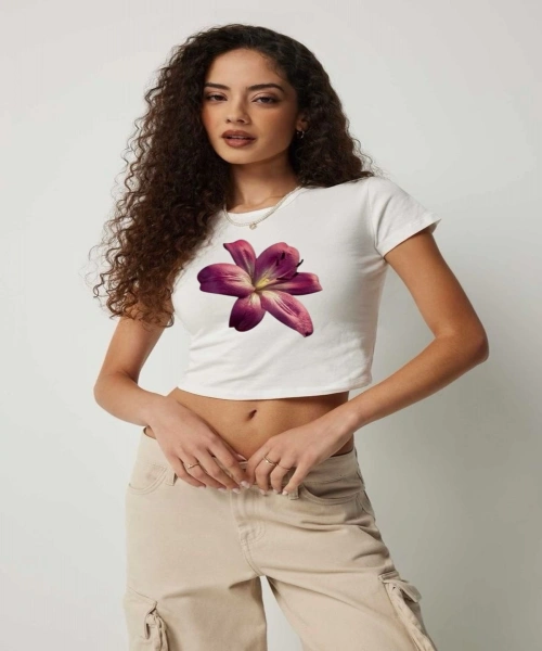 Çiçek Baskılı Trend Baskılı Crop Top
