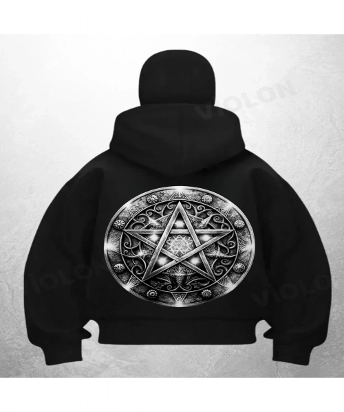 Devil Lembo Baskılı Siyah Samuray Kar Maske Sweatshirt Hırka