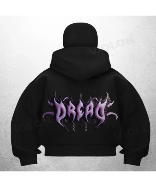 Dread Baskılı Siyah Samuray Kar Maske Sweatshirt Hırka