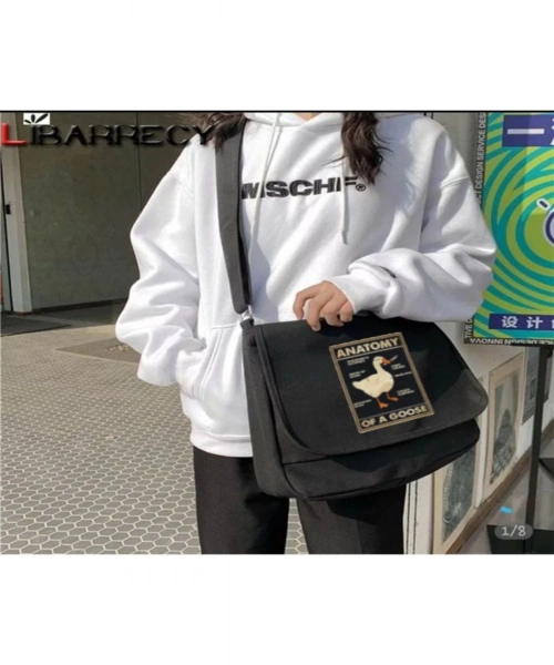 Duck Anatomy Unisex Siyah Postacı Çantası