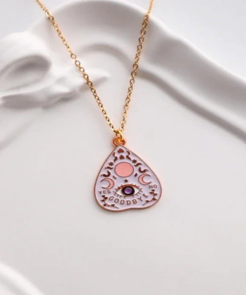 Gold Renk Zincirli Ay Yıldız Goodbye Tarot İthal Kolye